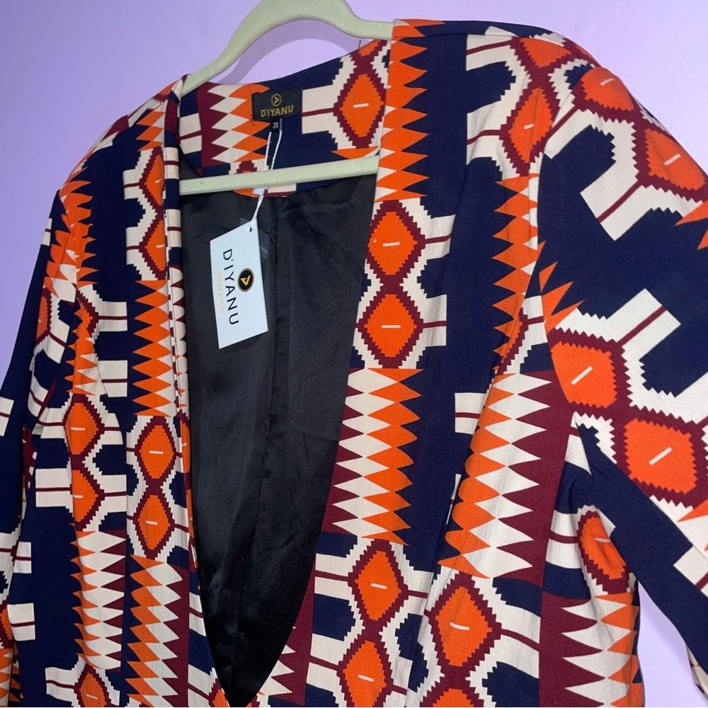 New D'iyanu African Tribal Print Stretch Blazer Women 3x Art To Wear Maximalism — image 2 of 8